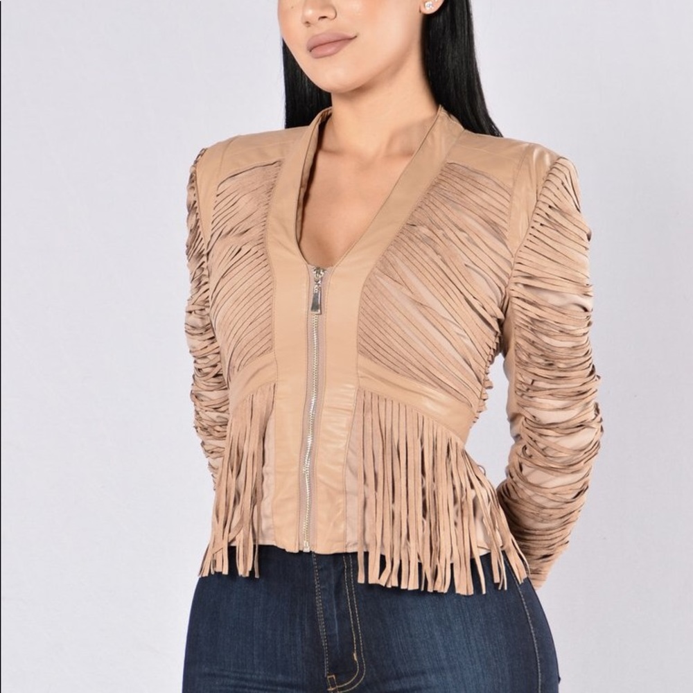 Tan fringe jacket!